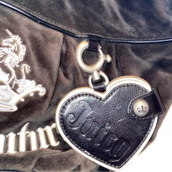 Vintage Y2K Juicy Couture Velour Velvet Bag Purse Rare Heart Mirror Charm - Picture 3 of 14